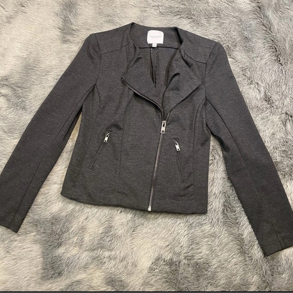 Catherine Malandrino Jacket Womens Small Charcoal Full Zip Moto Runway Style - Picture 1 of 8